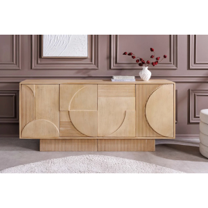 Komoda ART DECO 170cm 3D mangové dřevo, přírodní bílá  Místnosti 46800