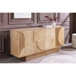 Komoda ART DECO 170cm 3D mangové dřevo, přírodní bílá  Místnosti 46800