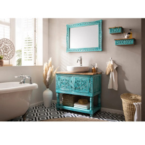 Dřevěné zrcadlo 80x60 Santa Cruz mango blue Santa Cruz Koupelnové skříňky A2599