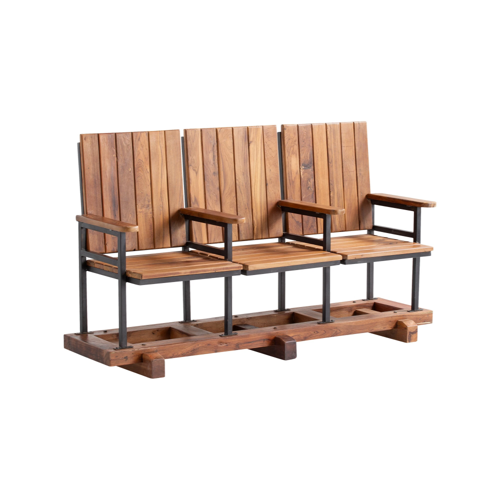 Dřevěná lavice 3místná 140cm Cobi Retro lavice do čekárny z masivu  Lavice A2133