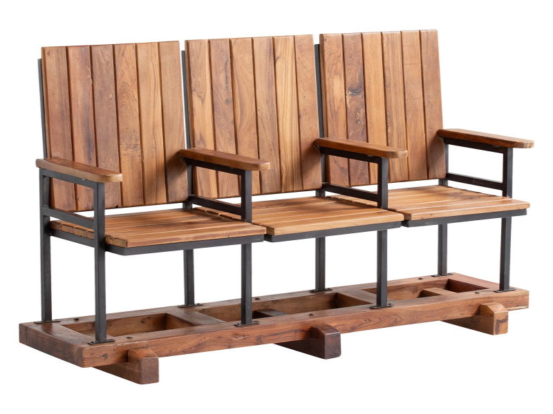 Dřevěná lavice 3místná 140cm Cobi Retro lavice do čekárny z masivu  Lavice A2133