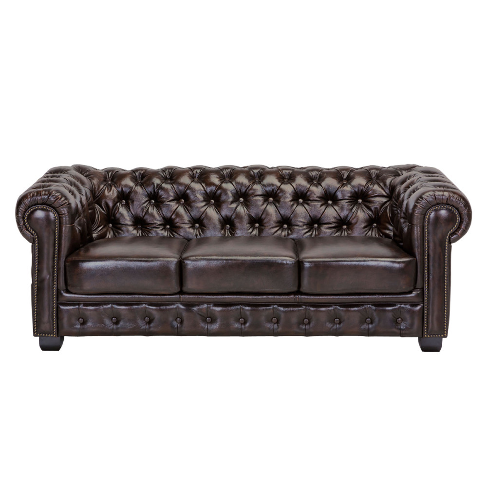Luxusní trojmístná pohovka Chesterfield 200 cm z pravé kůže Chesterfield Sedací soupravy MH006CHES