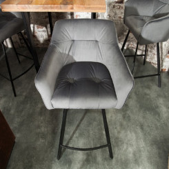Barová židle ze sametu, stříbrná Gustav  Barové židle MH390790
