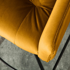 Barová židle ze sametu, žlutá Gustav  Barové židle MH403080