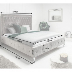Dvoulůžková postel ze sametu stříbrná Extravagancia 180 x 200 cm  Postele 38968