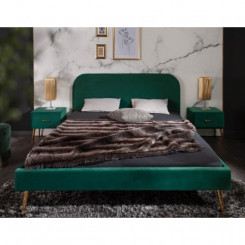 Dvoulůžková postel ze sametu zelená Sanel 140 x 200 cm  Postele MH396940