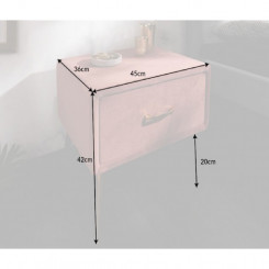 Luxusní noční stolek ze sametu růžový Sanel  Noční stolky MH400300