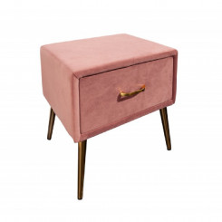 Luxusní noční stolek ze sametu růžový Sanel  Noční stolky MH400300