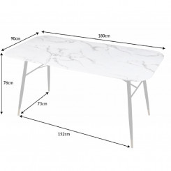 Skleněný jídelní stůl, mramorový dekor bílý Gabon  Jídelní stoly MH408450