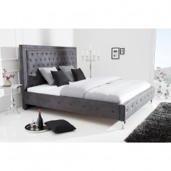 Dvoulůžková postel ze sametu šedá Sanel 180 x 200 cm  Postele MH384840