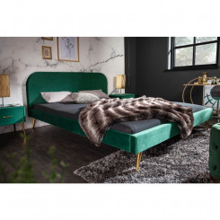 Dvoulůžková postel ze sametu zelená Sanel 140 x 200 cm  Postele MH396940
