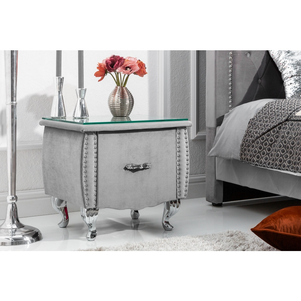 Luxusní noční stolek stříbrný Extravagancia 45cm  Noční stolky 39357