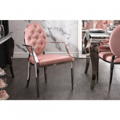 Prošívaná jídelní židle ze sametu, růžová Gustav  Jídelní židle MH407990