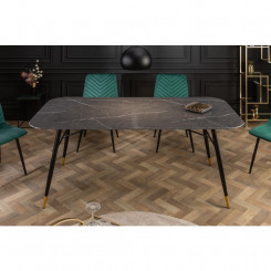 Skleněný jídelní stůl, mramorový dekor černý Gabon  Jídelní stoly MH408460