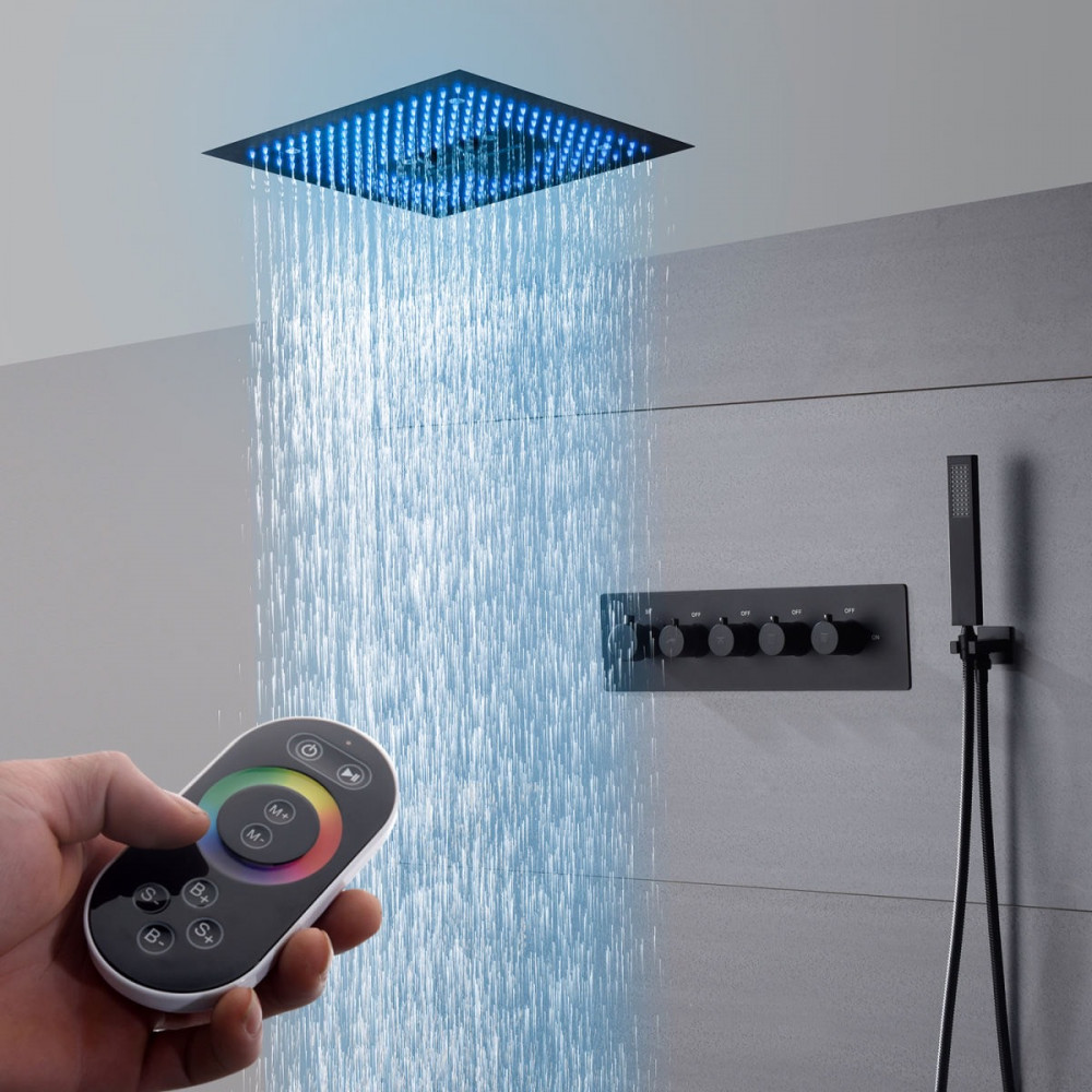 Luxusní stropní vodopádová sprcha s LED indikátorem teploty vody Zoe - Černá Zoe Koupelnové baterie M6324CI