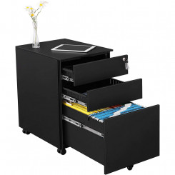 Pojízdný kontejner VASAGLE se třemi zásuvkami černý  Skladovky OFC60BK