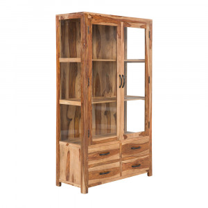 Široká vitrína Payton přírodní masiv palisandr VÝPRODEJ  Vitríny MH1058W