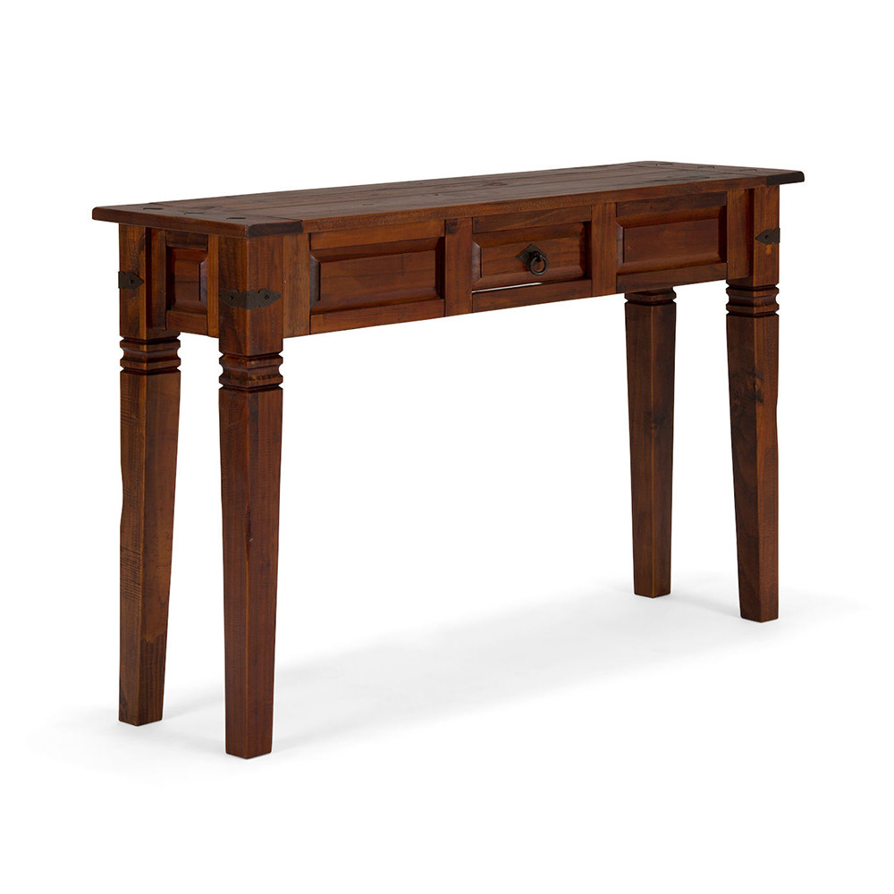 Hnědý konzolový stolek 120 cm Catalina masiv borovice  Konzolové stolky MH1373W