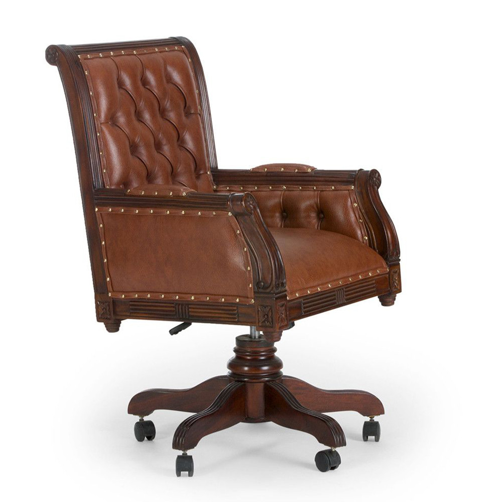 Anglické kancelářské křeslo kožené Windsor mahagon Windsor Kancelářské židle MH0944W