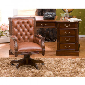 Anglické kancelářské křeslo Windsor hnědé masiv mahagon Windsor Kancelářské židle MH0944W
