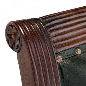 Kožené křeslo s područkami Windsor zelená masiv mahagon Windsor Kancelářské židle MH0946W