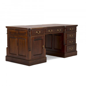 Psací stůl Windsor 160 cm hnědá kůže masiv mahagon Windsor Pracovní a psací stoly MH0937W