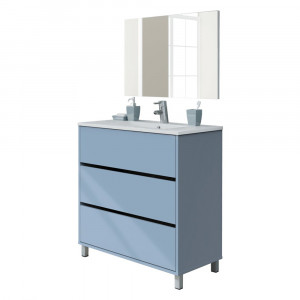 Skříňka pod umyvadlo Karma se zrcadlem v modrém dekoru Nielsen Koupelnové skříňky 20142