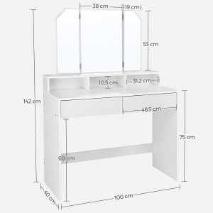 Moderní toaletní stolek Laura bílý MDF  Konzolové stolky RDT115W01