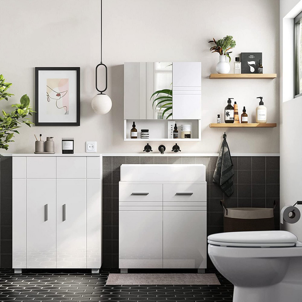 Koupelnová skříňka se zrcadlem VASAGLE - BBK122W01  Koupelnové skříňky BBK122W01