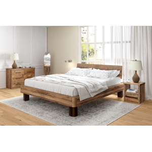 Masivní postel z recyklovaného dřeva borovice 180x200 Sacramento  Dvoulůžkové manželské postele SERR001