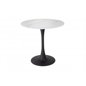 Kulatý jídelní stůl Lion 80 cm mramor bílý, černá noha  Jídelní stoly MH415240