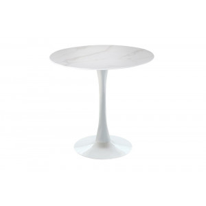 Kulatý jídelní stůl Lion 80 cm mramor bílý, bílá noha  Jídelní stoly MH415250
