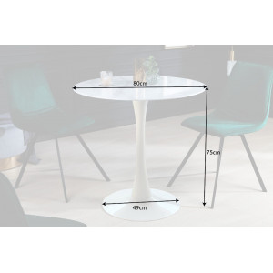 Kulatý jídelní stůl Lion 80 cm mramor bílý, bílá noha  Jídelní stoly MH415250