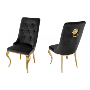 Elegantní židle Baroque se zlatou hlavou lva černé – sada 2 kusů  Jídelní židle MH423170