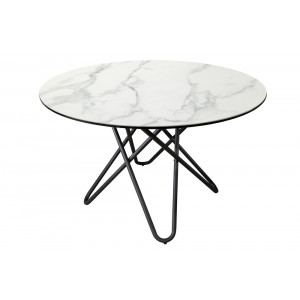 Kulatý jídelní stůl Elypse 120 cm keramika bílý mramorový dekor  Jídelní stoly MH423690