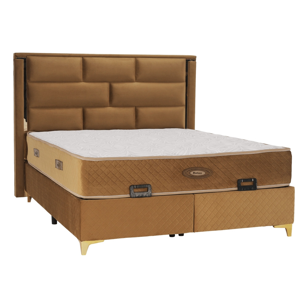 Stylová boxspringová postel 160x200 Goldie světlehnědá  Boxspring postele MH03408760