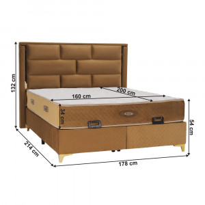 Stylová boxspringová postel 160x200 Goldie světlehnědá  Boxspring postele MH03408760