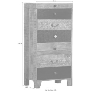 Dřevěná komoda Puno z masivního mangového dřeva - VÝPRODEJ Puno Komody a šatní skříně MH60128/5