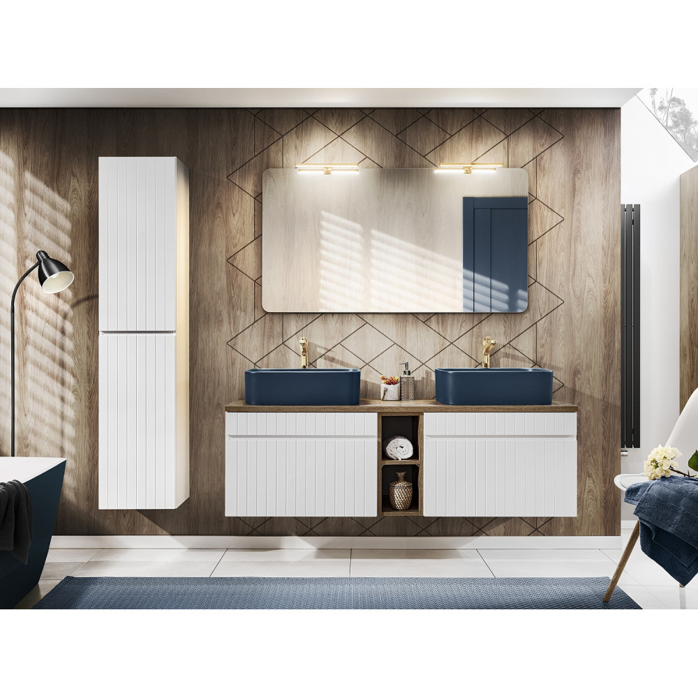 Koupelnová sestava Isabell white 140cm + 2x umyvadlo + zrcadlo  Koupelnové skříňky ICONW140