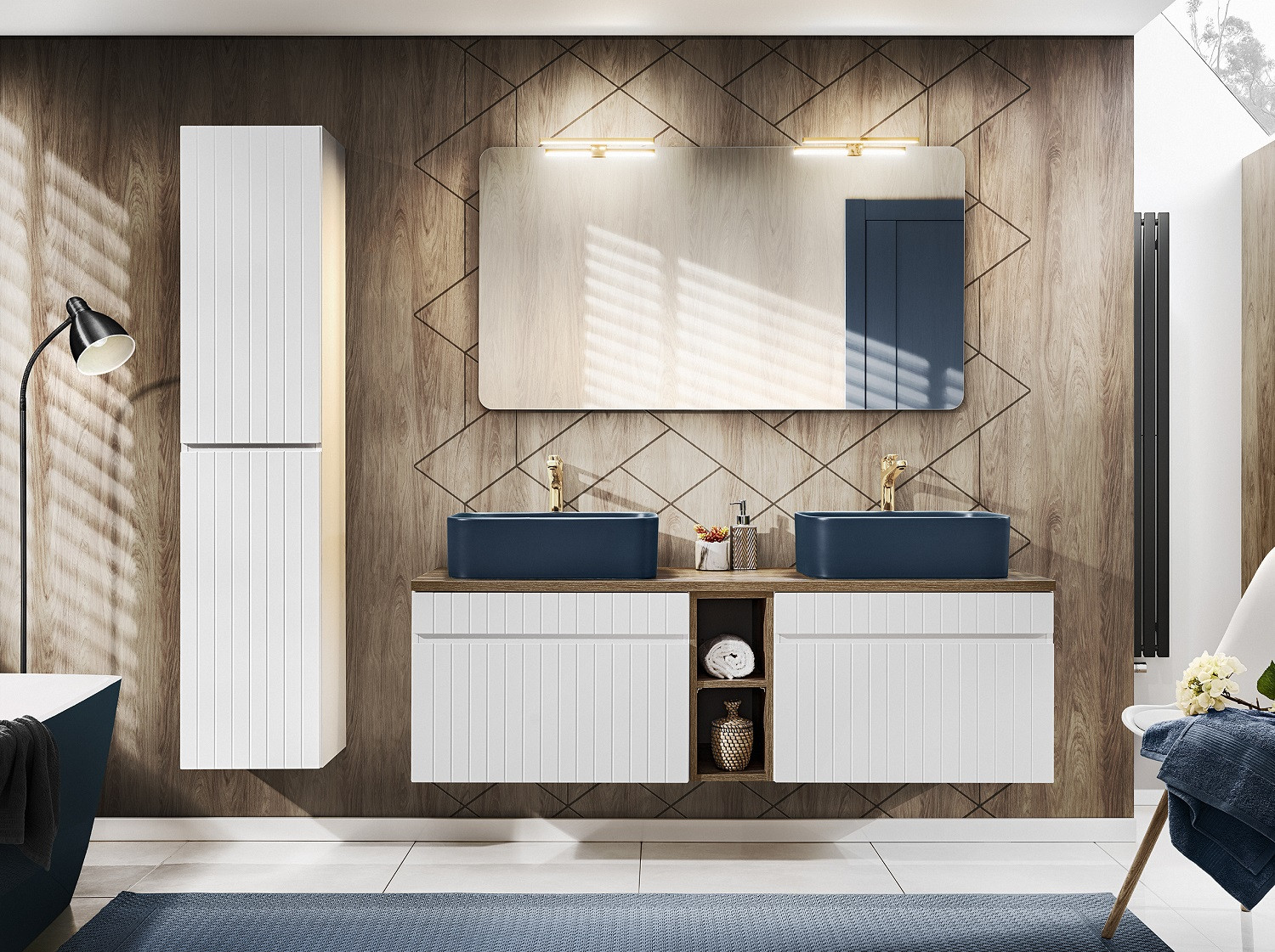 Koupelnová sestava Isabell white 140cm + 2x umyvadlo + zrcadlo  Koupelnové skříňky ICONW140
