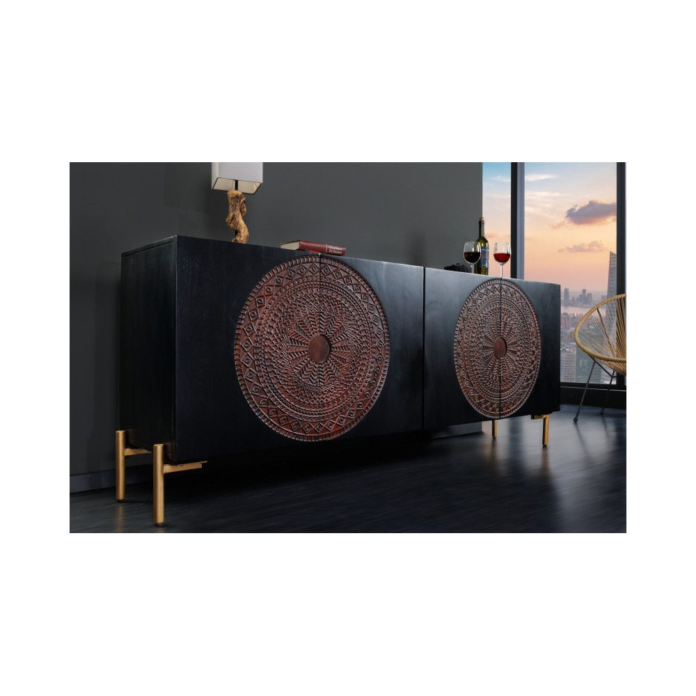 Černá designová komoda Black Mandala 160cm Black Komody 41121