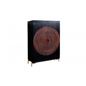Černá designová barová komoda Black Mandala 140cm Black Komody 41106