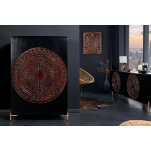 Černá designová barová komoda Black Mandala 140cm Black Komody 41106