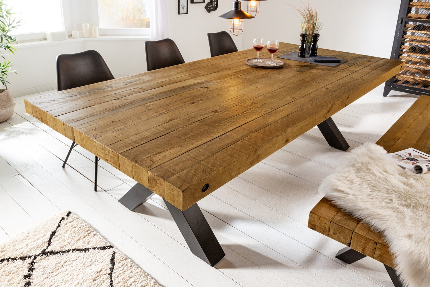 Jídelní stůl Thor X Vintage Brown 240 cm masiv borovice 8cm tloušťka desky  Jídelní stoly 43560