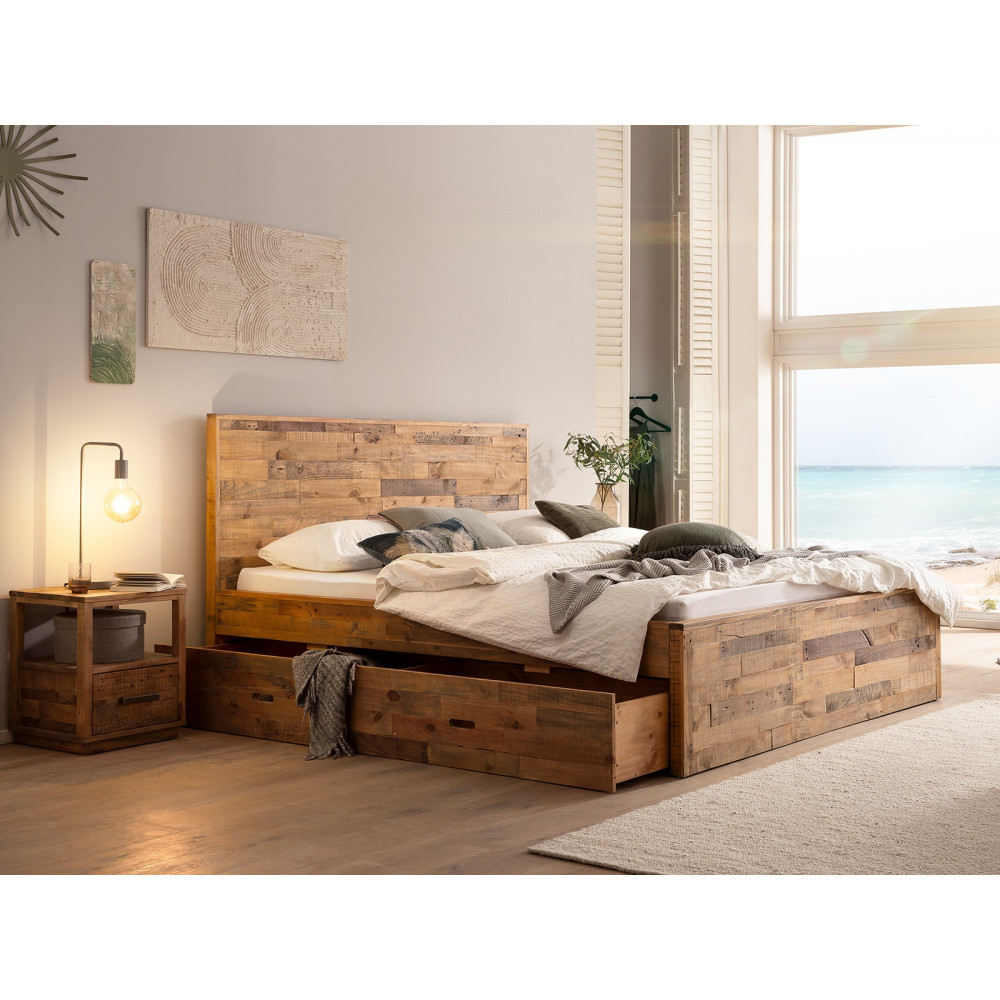 Dřevěná postel s úložným prostorem Sharon 180x200 masiv borovice  Postele MHA2201W