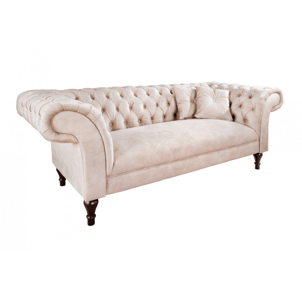 Pohovka PARIS 225 cm šampaňská samet Chesterfield Sedací soupravy 42662