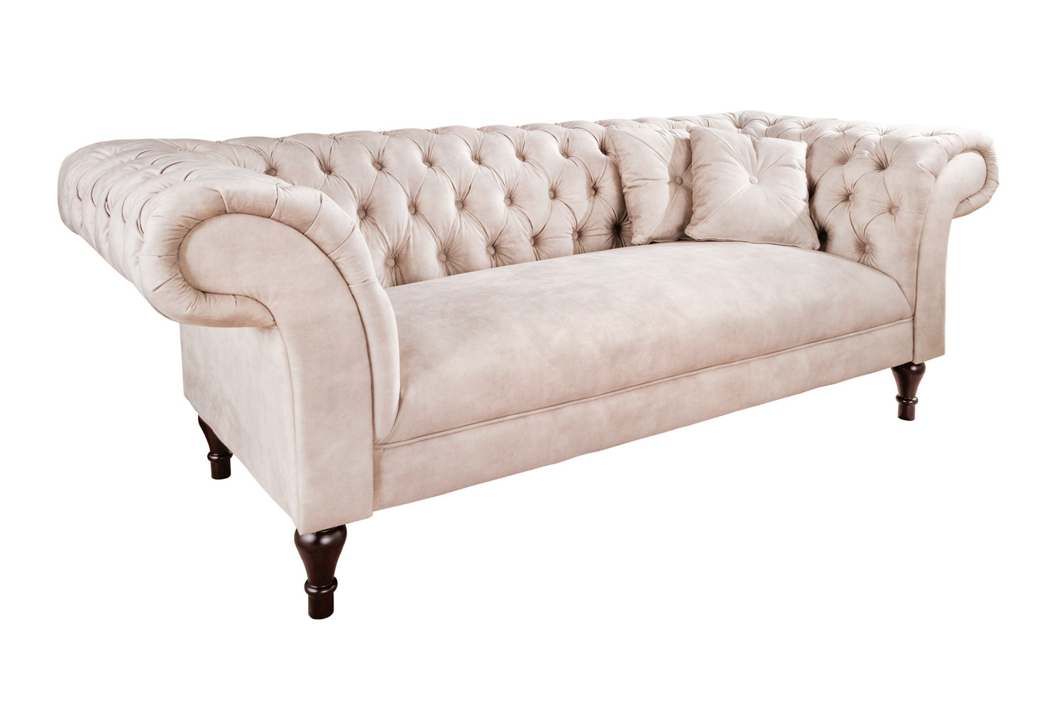 Pohovka PARIS 225 cm šampaňská samet Chesterfield Sedací soupravy 42662