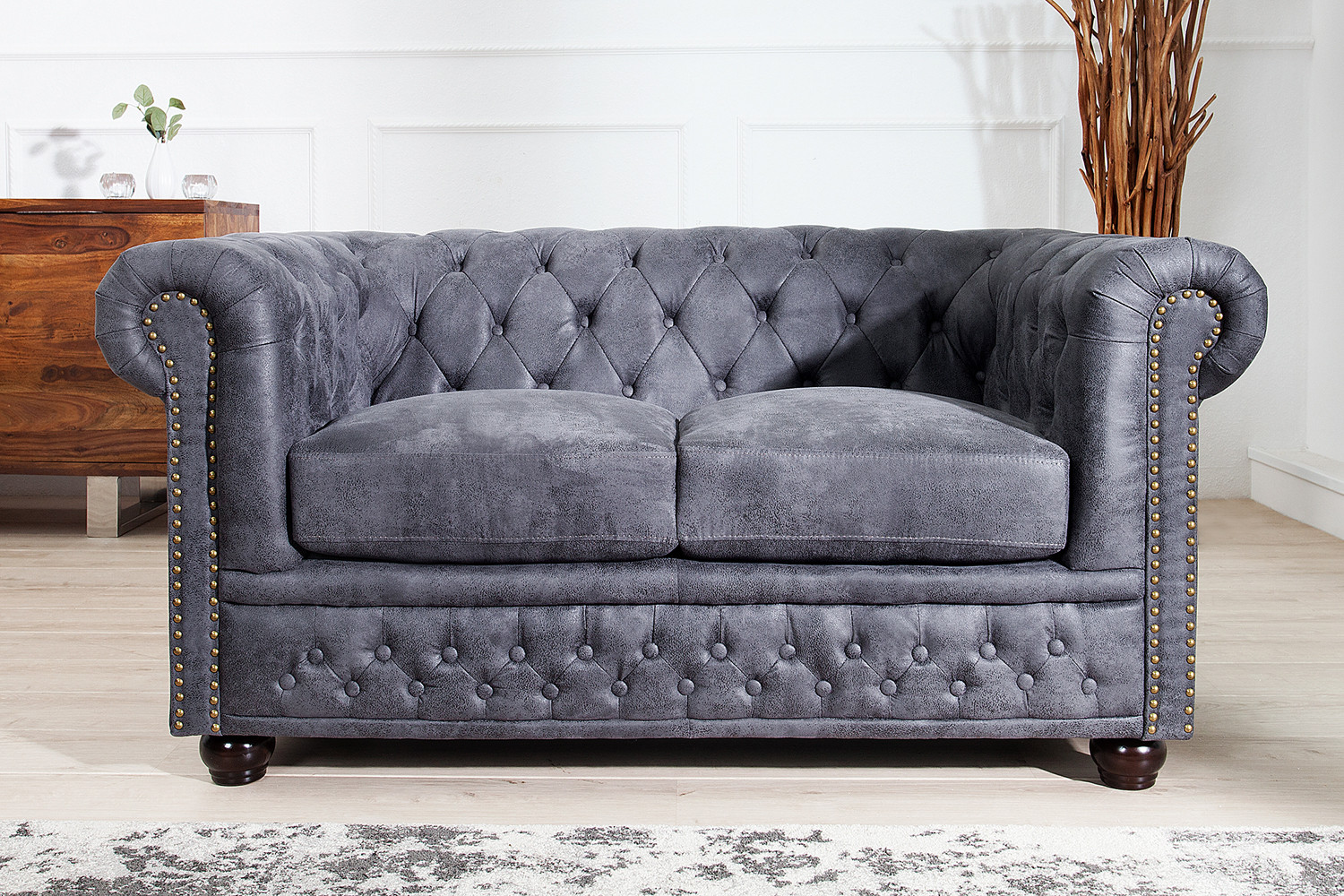 Pohovka CHESTERFIELD 2M GREY Chesterfield Sedací soupravy 37390