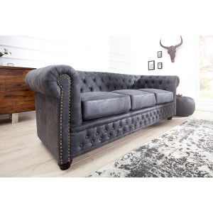 Pohovka Chesterfield 3M šedá Chesterfield Sedací soupravy 37391