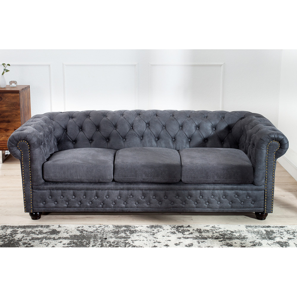 Pohovka Chesterfield 3M šedá Chesterfield Sedací soupravy 37391